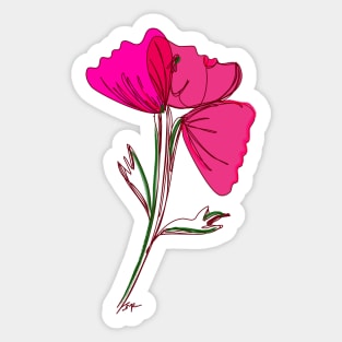 3 poppies & 1 face - pink Sticker